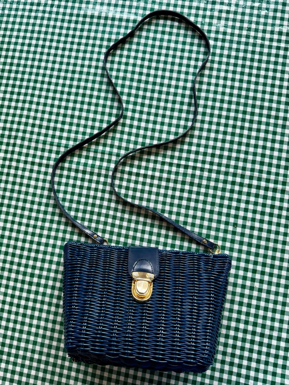 Vintage Woven Bag with Gold Clasp